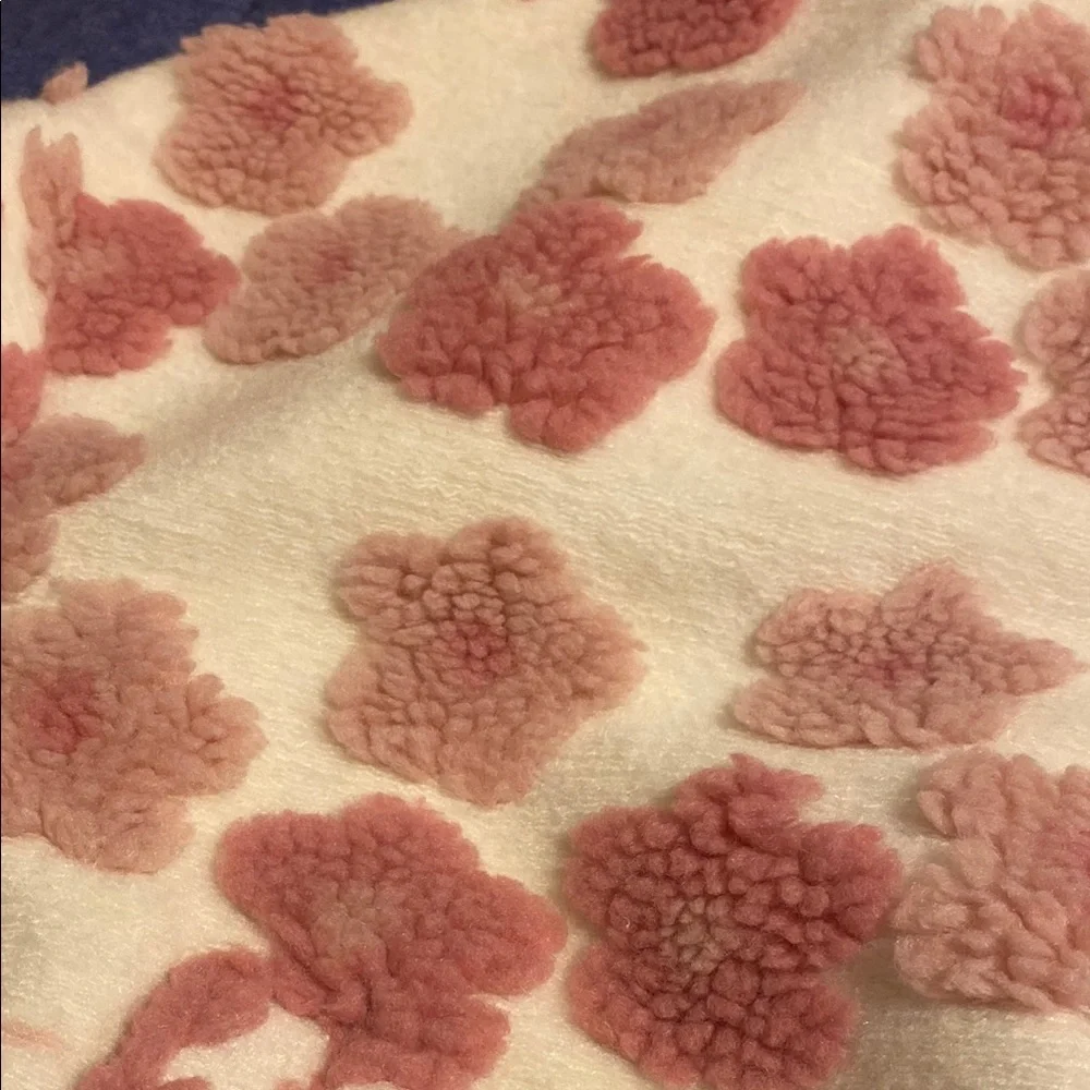 Floral Pink and White Fleece Bomber Jacket - Picture 6 of 6